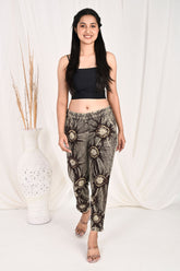 COFFEE BROWN BANDHEJ COTTON PANTS - SKYTICK
